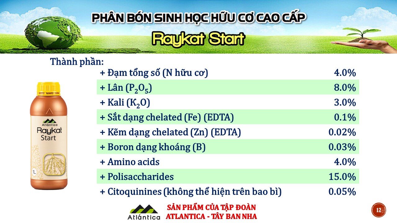 Phân bón sinh học hữu cơ cao cấp Raykat Start - Chai 100ml